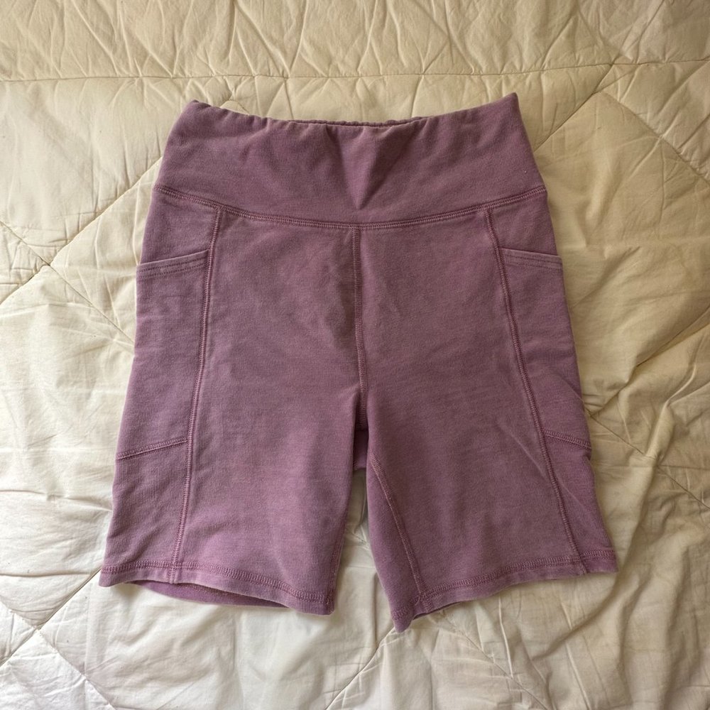 american eagle terry pocket highest waist 7" bike short in mauve